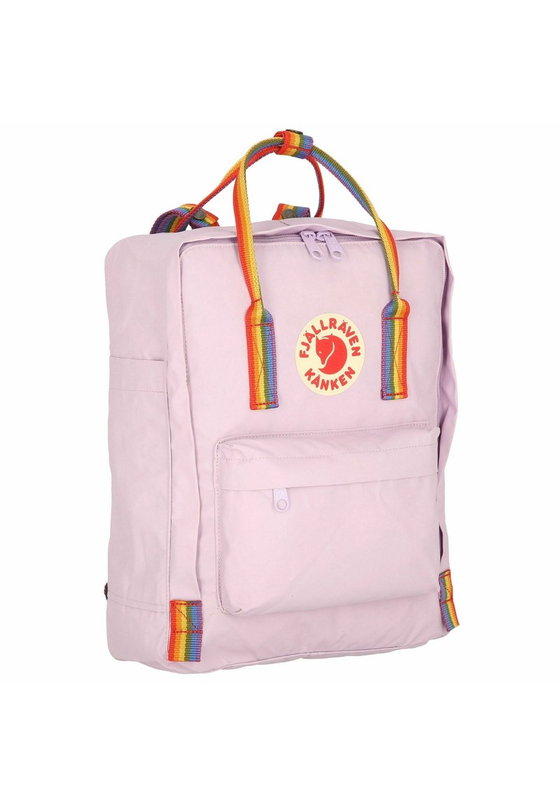 fjallraven kanken mini classic backpack purple rainbow pattern The spacious main compartment has a large opening with a zip Knken Rainbow Mini Warm Yellow-Rainbow