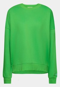 Sweat-shirt vert vif à col rond, manches longues avec poignets et ourlet côtelés, présenté sur un fond uni.