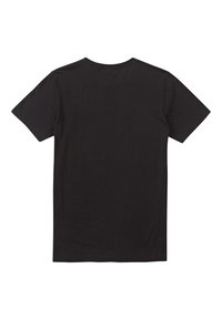 Black short-sleeve t-shirt made of cotton, featuring a simple, solid design without any visible patterns or embellishments.