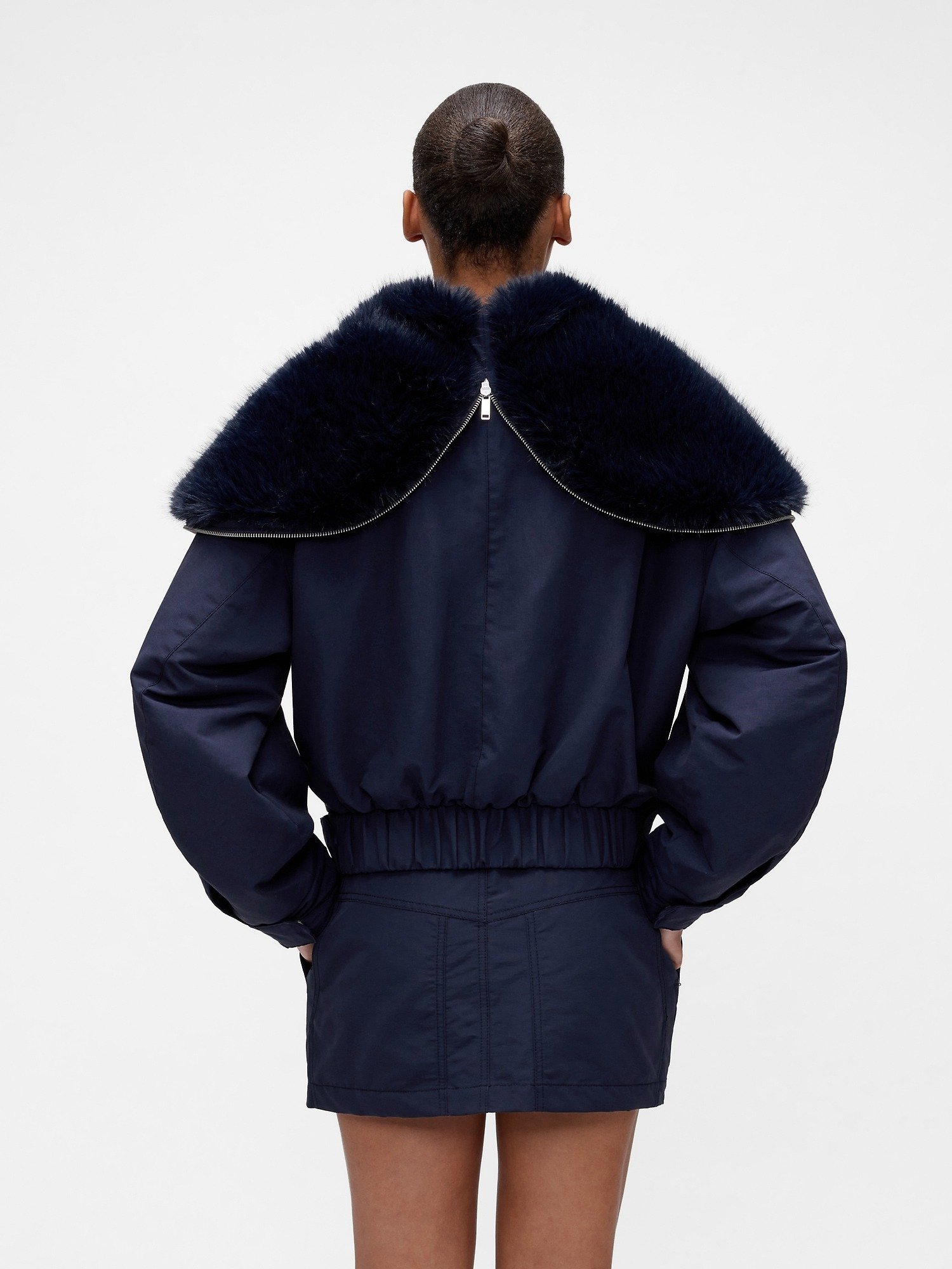 GAP GAPSTUDIO FAUX FUR-LINED CROP BOMBER JACKET - Bomber Jacket