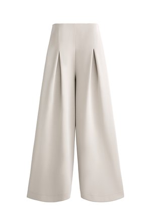 OYSHO SOFT-TOUCH WIDE-LEG PLEATED - Pantaloni - mottled beige