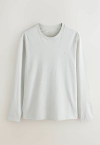 Light grey long-sleeve t-shirt made of cotton, featuring a round neckline and a small logo on the chest. Smooth texture and relaxed fit.