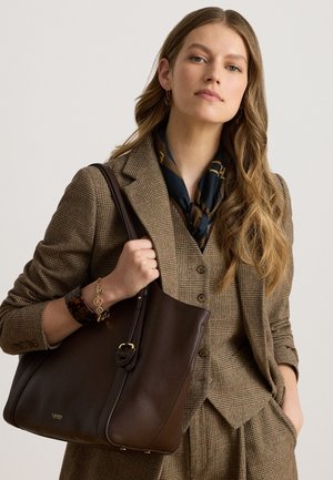 Lauren Ralph Lauren, NAPPA LEATHER LARGE TASHA TOTE BAG - Τσάντα Tote - chestnut brown