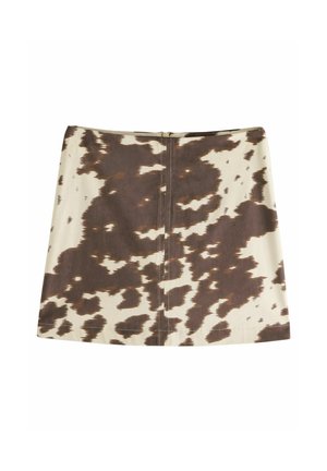 Next REGULAR FIT - COW PRINT - Mini suknja - ecru brown