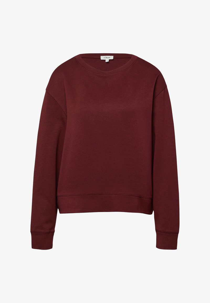 Burgundia pikkade varrukatega ümar kaelusega pluus ribatud mansettide ja äärega, valmistatud s.Oliveri poolt.