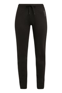 Schwarze Jogginghosen aus weichem Stoff, mit einem elastischen Bund und Kordelzug, taillierter Beinform und dezentem Logo-Detail.
