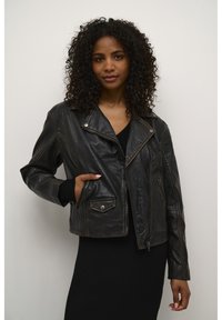 Kaffe KAJANE - Kožená bunda - black washed leather