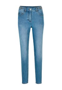 Lichtblauwe denim jeans met een slim fit, vijf zakken, een sluiting met een voorknop en een licht vervaagde textuur voor een casual uitstraling.