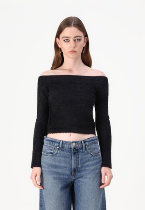 Good American OFF SHOULDER LONG SLEEVE - Jumper - black