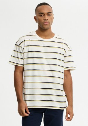 INSIDE, CAMISETA DE RAYAS CUELLO REDONDO - Camiseta estampada - blanco roto