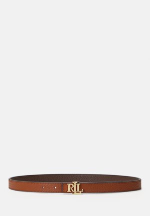 LOGO REVERSIBLE LEATHER SKINNY BELT - Belt - tan/dark brown