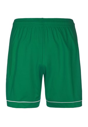 Pantaloni sportivi verdi con vita elasticizzata e bordo bianco a contrasto all'orlo. Realizzati in tessuto leggero e piacevole al tatto.