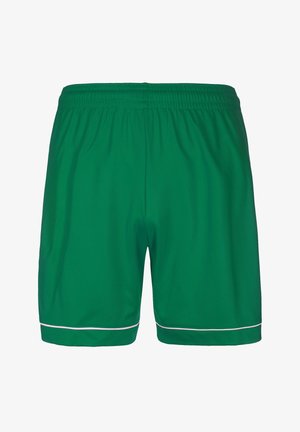 Pantaloni sportivi verdi con vita elasticizzata e bordo bianco a contrasto all'orlo. Realizzati in tessuto leggero e piacevole al tatto.