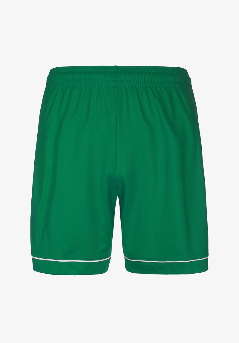 Pantaloni sportivi verdi con vita elasticizzata e bordo bianco a contrasto all'orlo. Realizzati in tessuto leggero e piacevole al tatto.