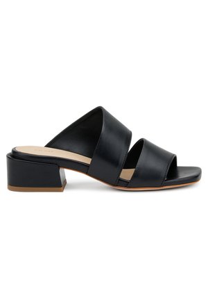 DOUBLE-STRAP WITH LOW - Ciabattine con tacco - black