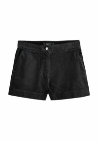 Melno kordwrāna šorti ar pogu aizdari, diviem sānu kabatām un gludu tekstūru. Dizains ir vienkāršs un taisni sagriezts.