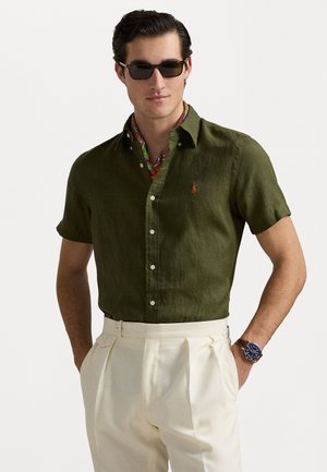 CUSTOM FIT LINEN SHIRT - Button down-skjorte - new olive