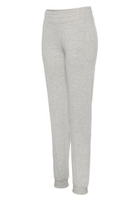 Graue Sweatpants aus weichem Stoff, mit einem elastischen Bund, schmal zulaufenden Bündchen und einem geraden Bein-Design mit minimalen Nähdetails.