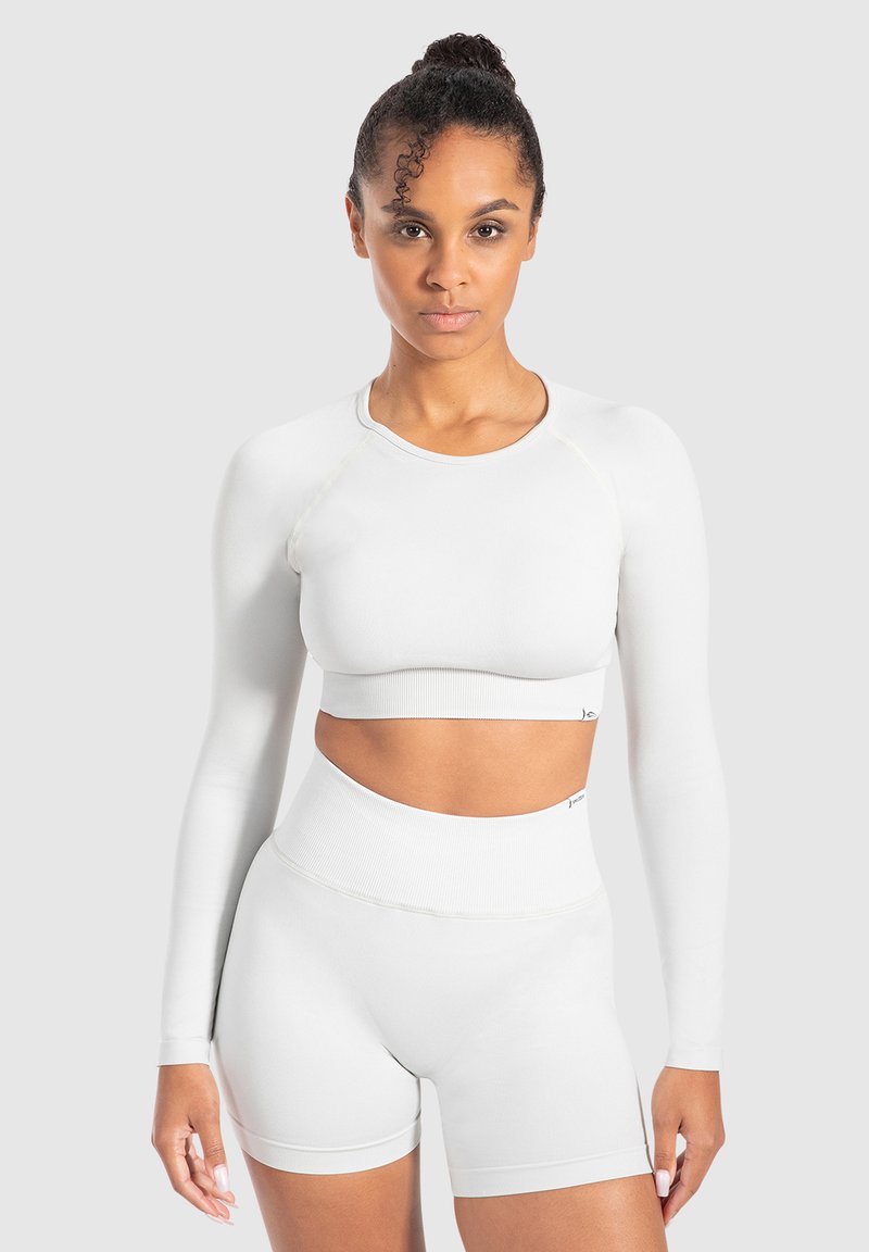 Smilodox CROP LONGSLEEVE MAYSA - T-shirt à manches longues - hellgrau