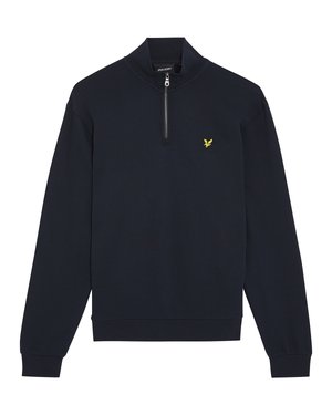 Pulover bleumarin cu guler cu jumătate de fermoar, fabricat dintr-un material moale. Se remarcă printr-un mic logo galben cu un vultur pe piept. Mâneci lungi cu mansete ribbed.