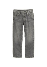 Grå denimjeans med rak passform, med klassisk femficksdesign och subtil blekning för textur. Knapplås och dragkedja i midjan.