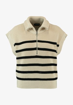 Print T-shirt - oatmeal black ringel