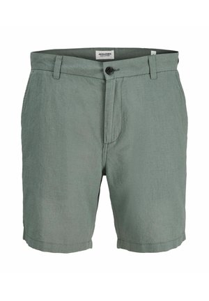 Grønne casual herreshorts med knaplukning, bæltestropper og forlommer, lavet af et letvægtsstof.