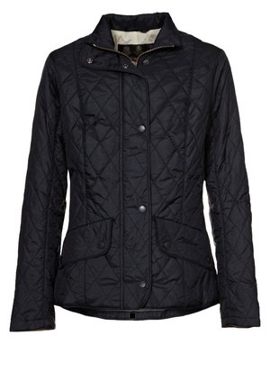 Fekete bélelt dzseki magas gallérral, patent gombokkal, két elülső zsebbel és sima belső béléssel. Gyémántmintás és testhezálló fazonú.