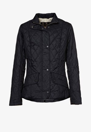 Fekete bélelt dzseki magas gallérral, patent gombokkal, két elülső zsebbel és sima belső béléssel. Gyémántmintás és testhezálló fazonú.