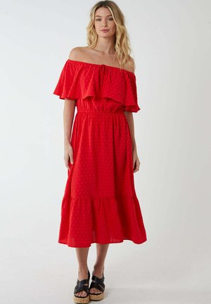 RUFFLE BARDOT  - Day dress - red