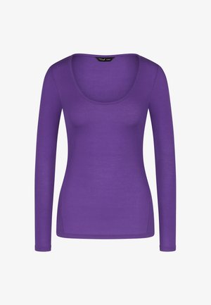 Langarmtop in felpaars, gemaakt van ribbelstof met een ronde halslijn en een getailleerde pasvorm, met een soepele textuur en naden.