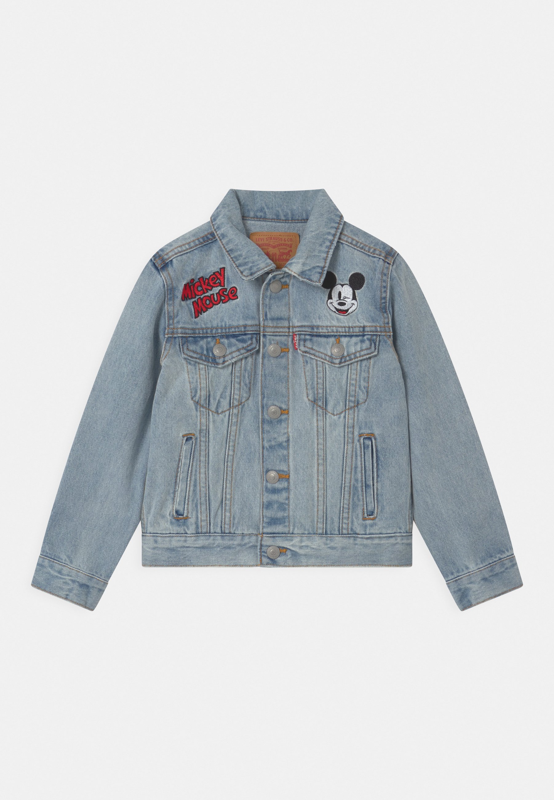Levi S Mickey Mouse Trucker Unisex Veste En Jean Light Blue Denim Denim Bleu Gris Zalando Fr