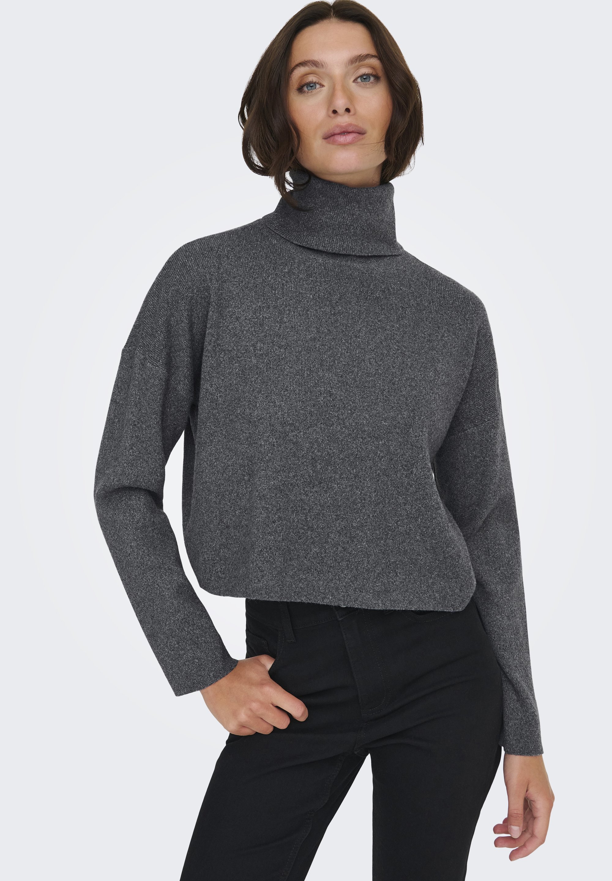 ONLY GIRLS LAMA LIFE LS ROLLNECK Jumper medium grey melange