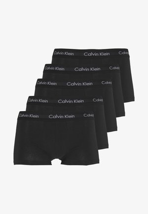 Bóxer de algodón negro en un pack de cinco, con una suave cinturilla elástica que lleva el logo de "Calvin Klein" en blanco.