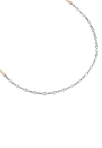 Sidabrinė apyrankė su susuktos formos dizainu, kuriame keičiamos plokščios ir apvalios dalys, papildyta plonu bežiniu cord'u reguliavimui.