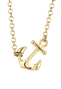 Guld anker vedhæng halskæde på en kædelt kæde. Ankeret har en glat, poleret finish med fremtrædende bøjede arme og tværstang.