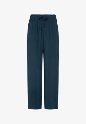 Pantaloni blu scuro a vestibilità ampia con vita elasticizzata e coulisse, design a gamba dritta.