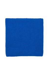 Rectangle tricoté bleu vif, avec une texture côtelée et des coutures régulières. Matériau doux, sans motifs visibles ni détails de quincaillerie.