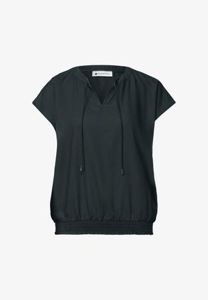 Street One, BLOUSE SHIRT WITH SPLIT NECK AND SMOKDETAIL - Blouse - deep bound green