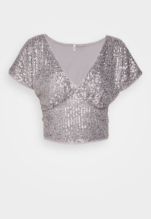 ONLY ONLANA SEQUINS SHORT - Blouse - silver