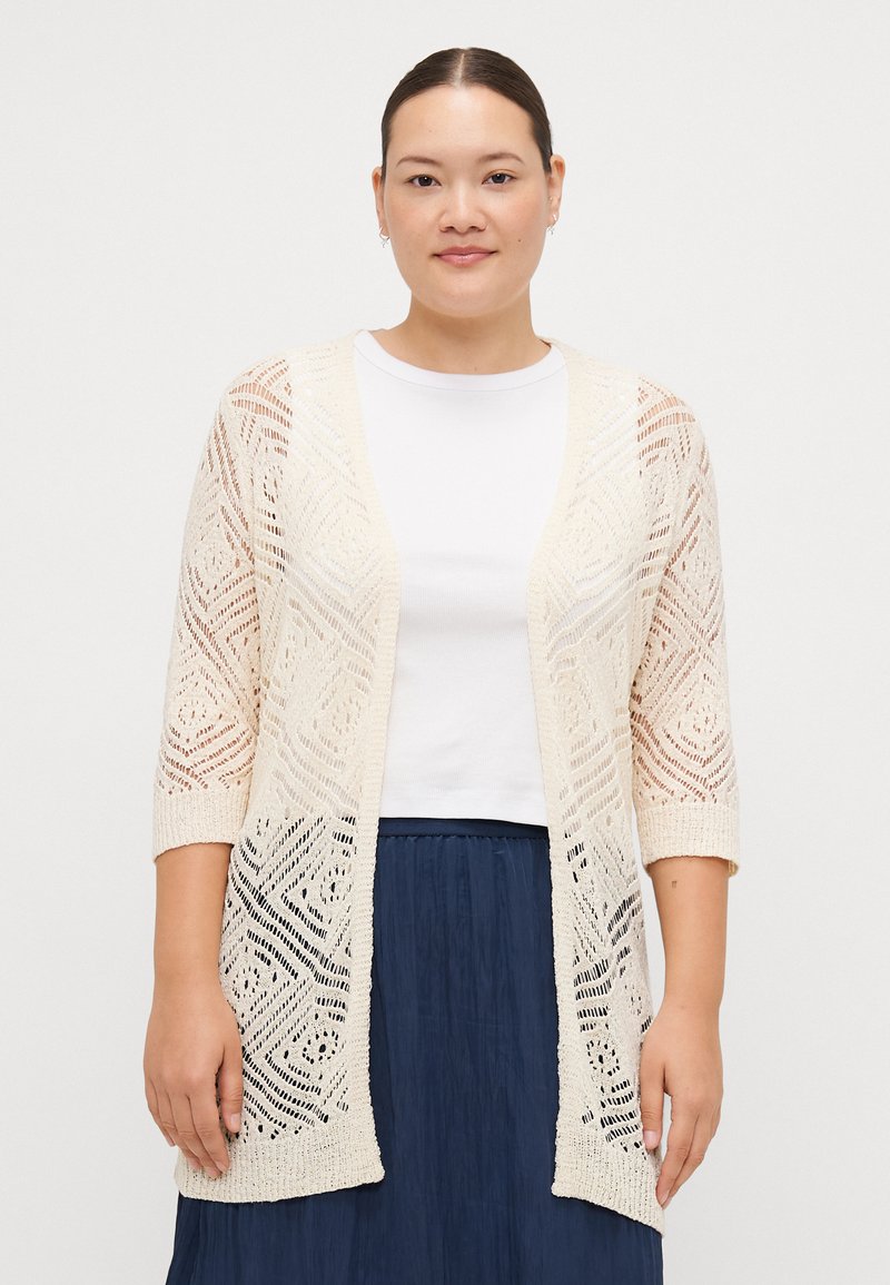 ONLY Carmakoma - CARWISTY 3/4 OPEN CARDIGAN - Cardigan - ecru, Enlarge