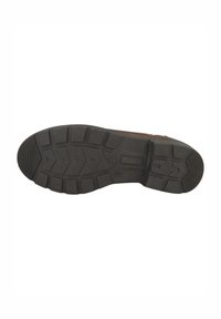 Braune Außenschuhsohle mit robustem Profil, die tiefe Rillen und eine strukturierte Oberfläche für Grip und Haltbarkeit bietet.