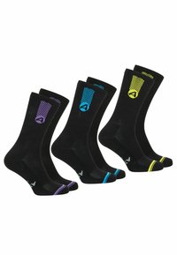 Athena LOT DE 3 PAIRES DE MI-HAUTES  DRY - Chaussettes - noir et jaune-noir et bleu-noir et violet
