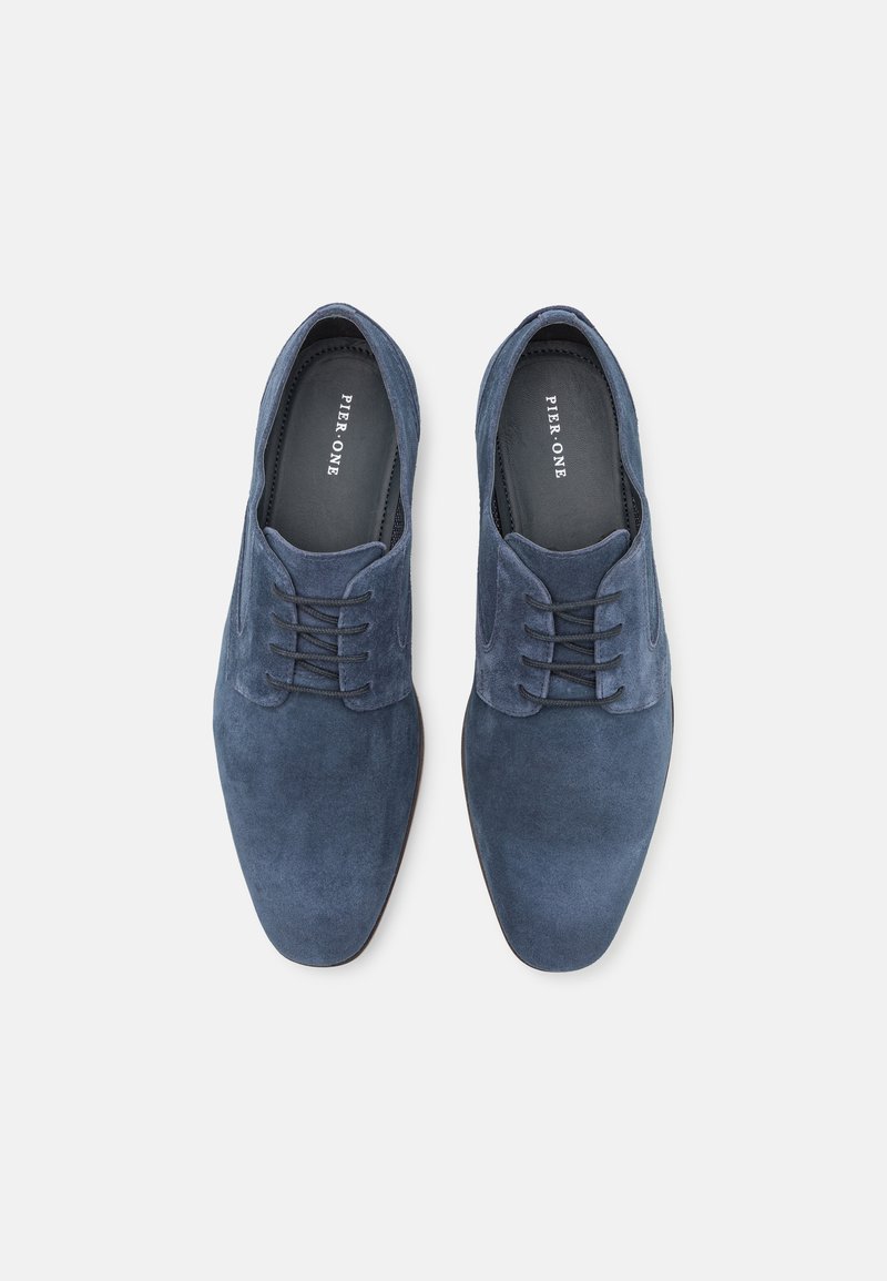 Pier One LEATHER - Smart lace-ups - navy/dark blue - Zalando 