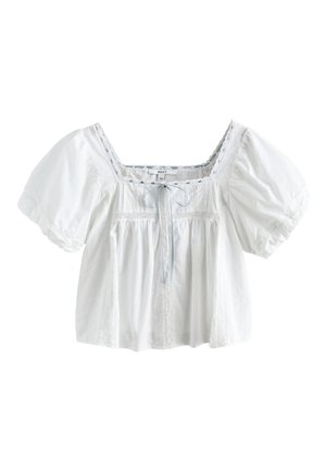 Next, REGULAR FIT - PUFF SLEEVE SHORT SLEEVE TOP  . - Blouse - white blue