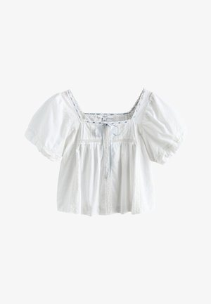 Next, REGULAR FIT - PUFF SLEEVE SHORT SLEEVE TOP . - Bluse - white blue