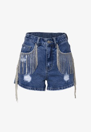 INFLUENCER EMBELLISHED - Jeans Shorts - blue denim
