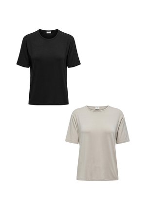 2ER-SET WEICH REGULAR FIT RUNDHALS - Basic T-shirt - grau schwarz