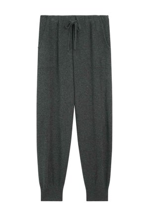 Mörkgrå sweatpants med elastiskt midjeband och dragsko, sidofickor och ribbade muddar vid anklarna.