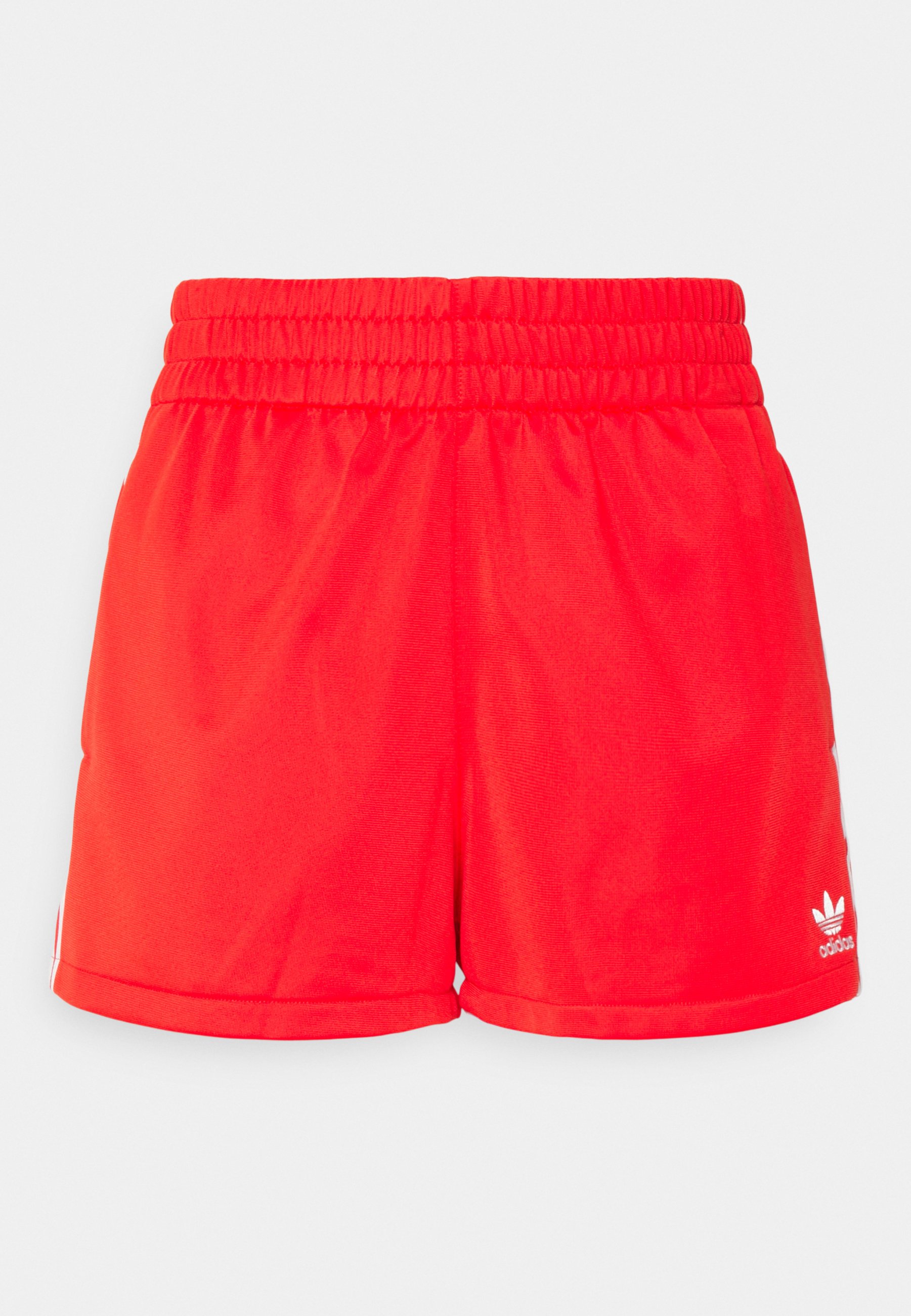 red adidas 3 stripe shorts